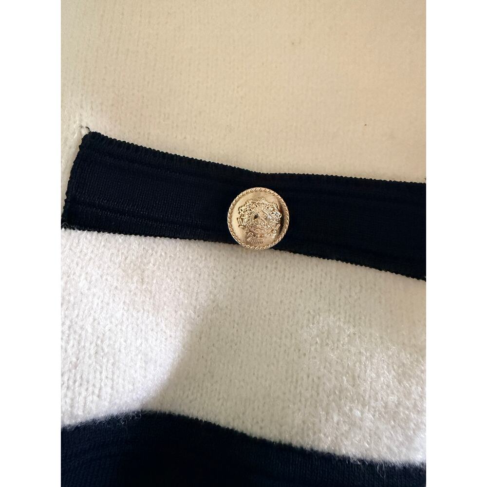 English Factory Cream Puff Sleeve Sweater Top Black Trim Gold M - Picture 7 of 10
